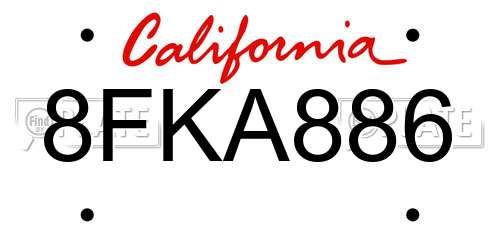 8FKA886 California License Plate
