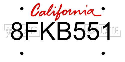 8FKB551 California License Plate