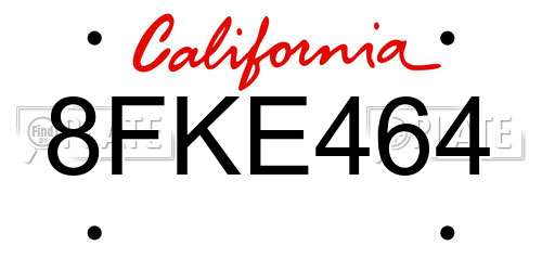 8FKE464 California License Plate