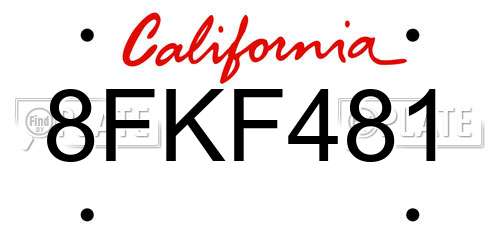 8FKF481 California License Plate