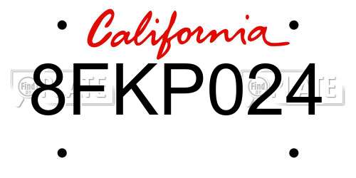 8FKP024 California License Plate