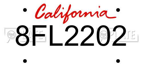 8FL2202 California License Plate
