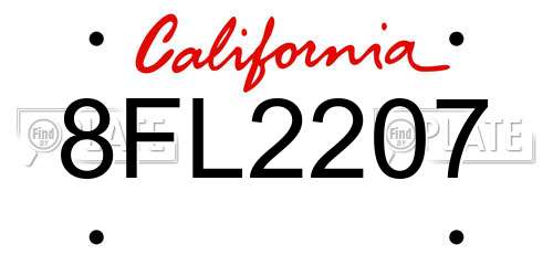 8FL2207 California License Plate