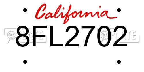 8FL2702 California License Plate