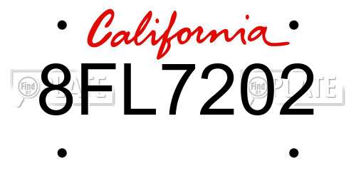 8FL7202 California License Plate