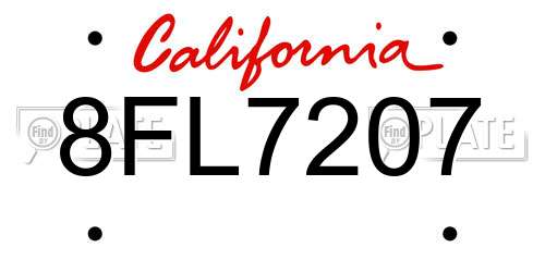 8FL7207 California License Plate