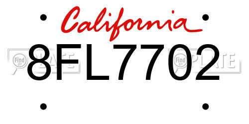 8FL7702 California License Plate