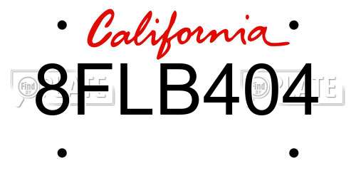 8FLB404 California License Plate