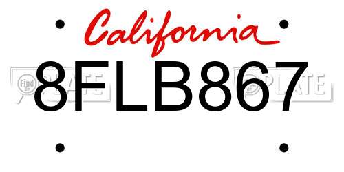 8FLB867 California License Plate