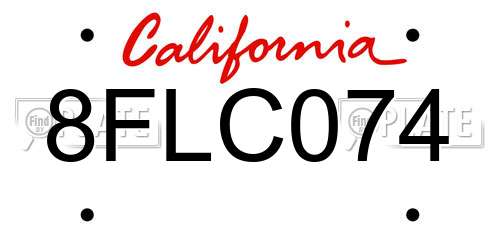 8FLC074 California License Plate