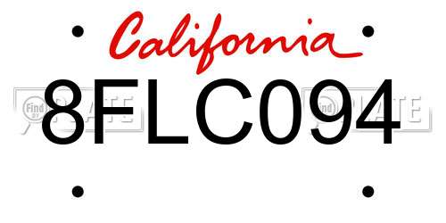 8FLC094 California License Plate