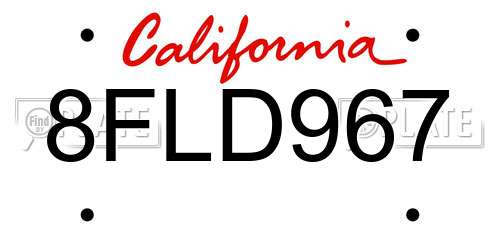 8FLD967 California License Plate