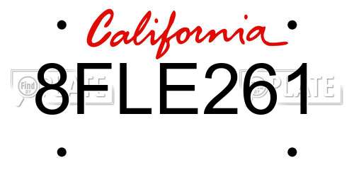 8FLE261 California License Plate