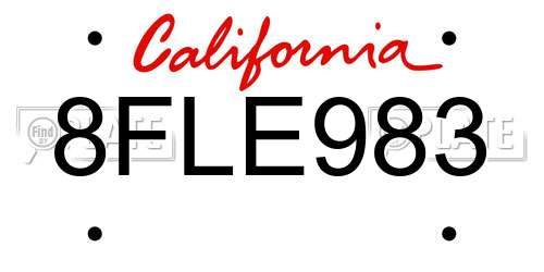 8FLE983 California License Plate