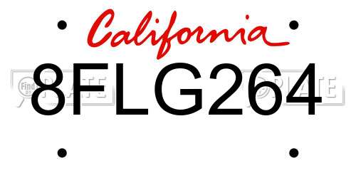 8FLG264 California License Plate
