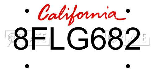 8FLG682 California License Plate