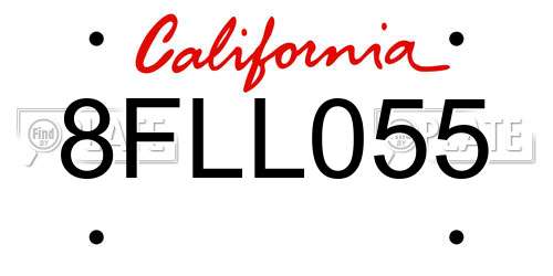 8FLL055 California License Plate