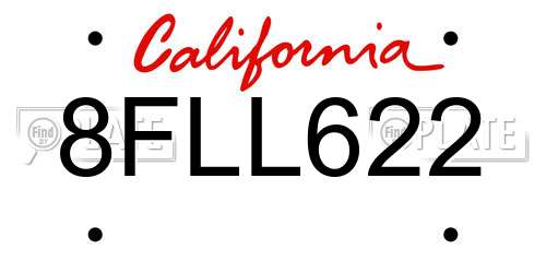 8FLL622 California License Plate
