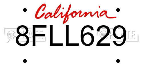 8FLL629 California License Plate