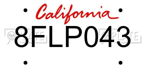 8FLP043 California License Plate