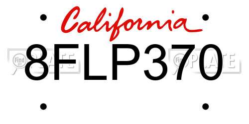 8FLP370 California License Plate