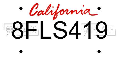 8FLS419 California License Plate