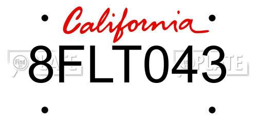 8FLT043 California License Plate