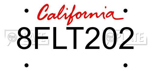8FLT202 California License Plate
