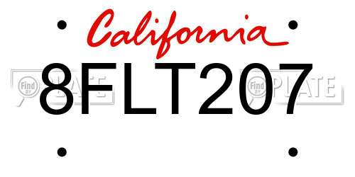 8FLT207 California License Plate