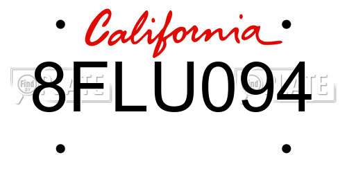 8FLU094 California License Plate