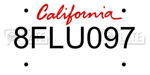 8FLU097 California License Plate