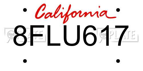 8FLU617 California License Plate