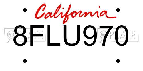 8FLU970 California License Plate