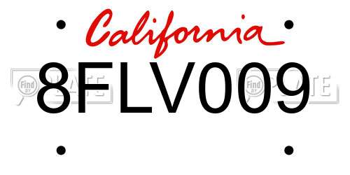 8FLV009 California License Plate