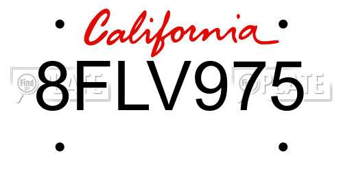 8FLV975 California License Plate