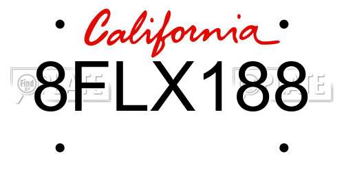8FLX188 California License Plate