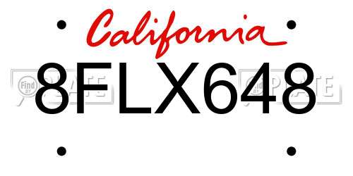 8FLX648 California License Plate