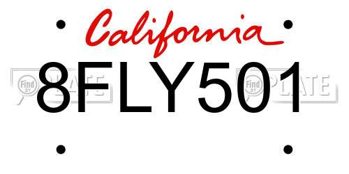 8FLY501 California License Plate