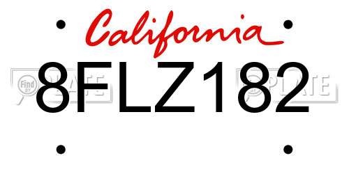8FLZ182 California License Plate