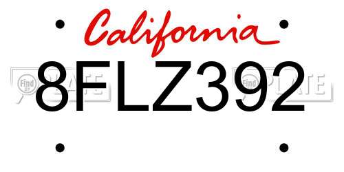 8FLZ392 California License Plate