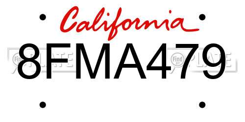 8FMA479 California License Plate