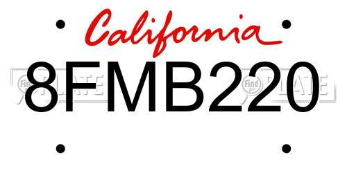 8FMB220 California License Plate