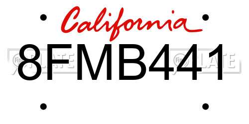 8FMB441 California License Plate