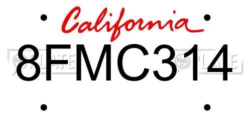 8FMC314 California License Plate