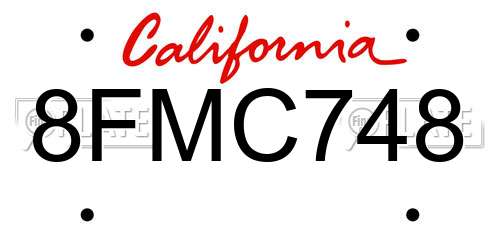 8FMC748 California License Plate