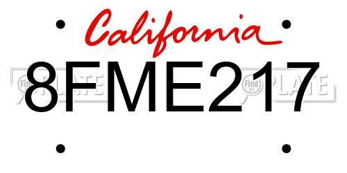 8FME217 California License Plate
