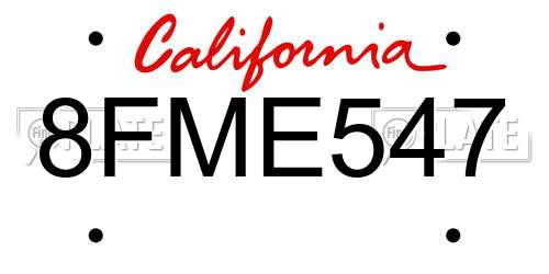 8FME547 California License Plate