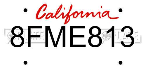 8FME813 California License Plate
