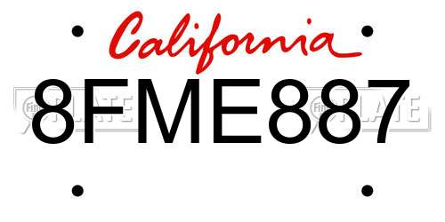 8FME887 California License Plate