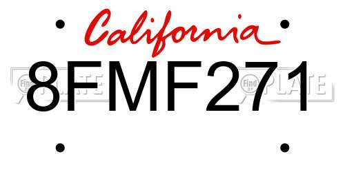 8FMF271 California License Plate